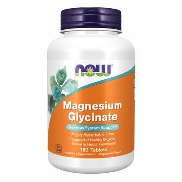 Магния глицинат &ndash; 180 таблеток, Magnesium Glycinate &ndash; 180 tabs, NOW foods NOW-01289 фото