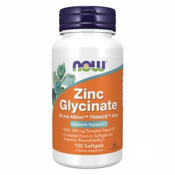 Глицинат цинка, Zinc Glycinate, 120 капсул, NOW foods NOW-01554 фото