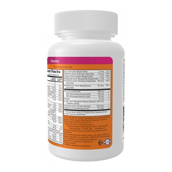 Витамины для беременных с рыбьим жиром, Prenatal Gels+DHA, 180 капсул, NOW foods NOW-03811 фото