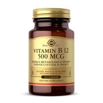 Вітамін В12 500 мкг - 100 таблеток, Vitamin B12 500mcg - 100 tabs, Solgar SOL-03220 фото