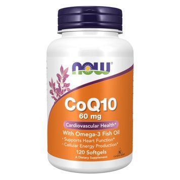 Коензим Q10 (CoQ10) 60мг з Омега-3 - 120 м'яких таблеток, NOW foods NOW-03166 фото