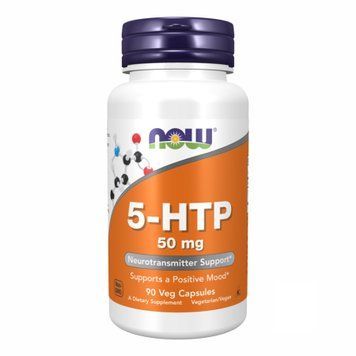 5-HTP, 5-гидрокситриптофан, 5-HTP, 50 мг, 90 вегетарианских капсул, NOW foods NOW-00099 фото