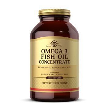 Концентрат риб'ячого жиру Омега-3 - 120 капсул, Omega-3 Fish Oil Concentrate - 120 softgels, Solgar SOL-01788 фото