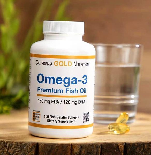 California Gold Nutrition, преміальний риб'ячий жир з омега-3, 100 капсул з риб'ячого желатину (1100 мг в 1 капсулі) MLI-00952 фото