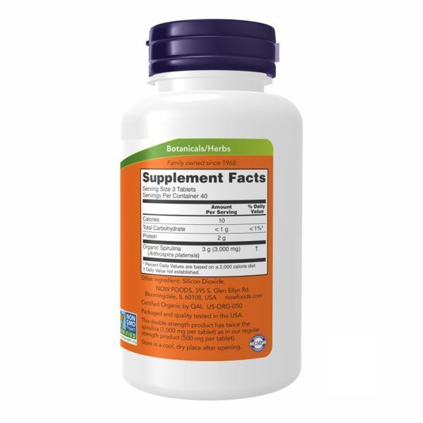 Спіруліна сертифікована органічна, Spirulina, 1000 мг, 120 таблеток, NOW foods NOW-02715 фото